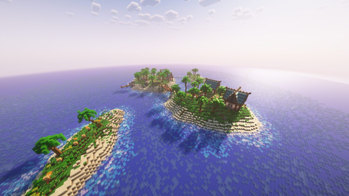 Beachfront cottages at the island spawn